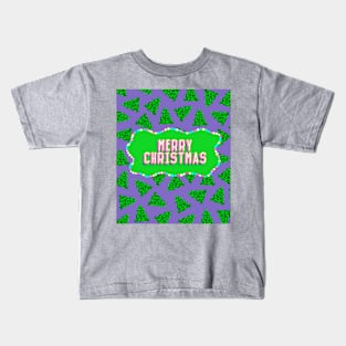 Geometric Christmas Tree with Purple Background Kids T-Shirt